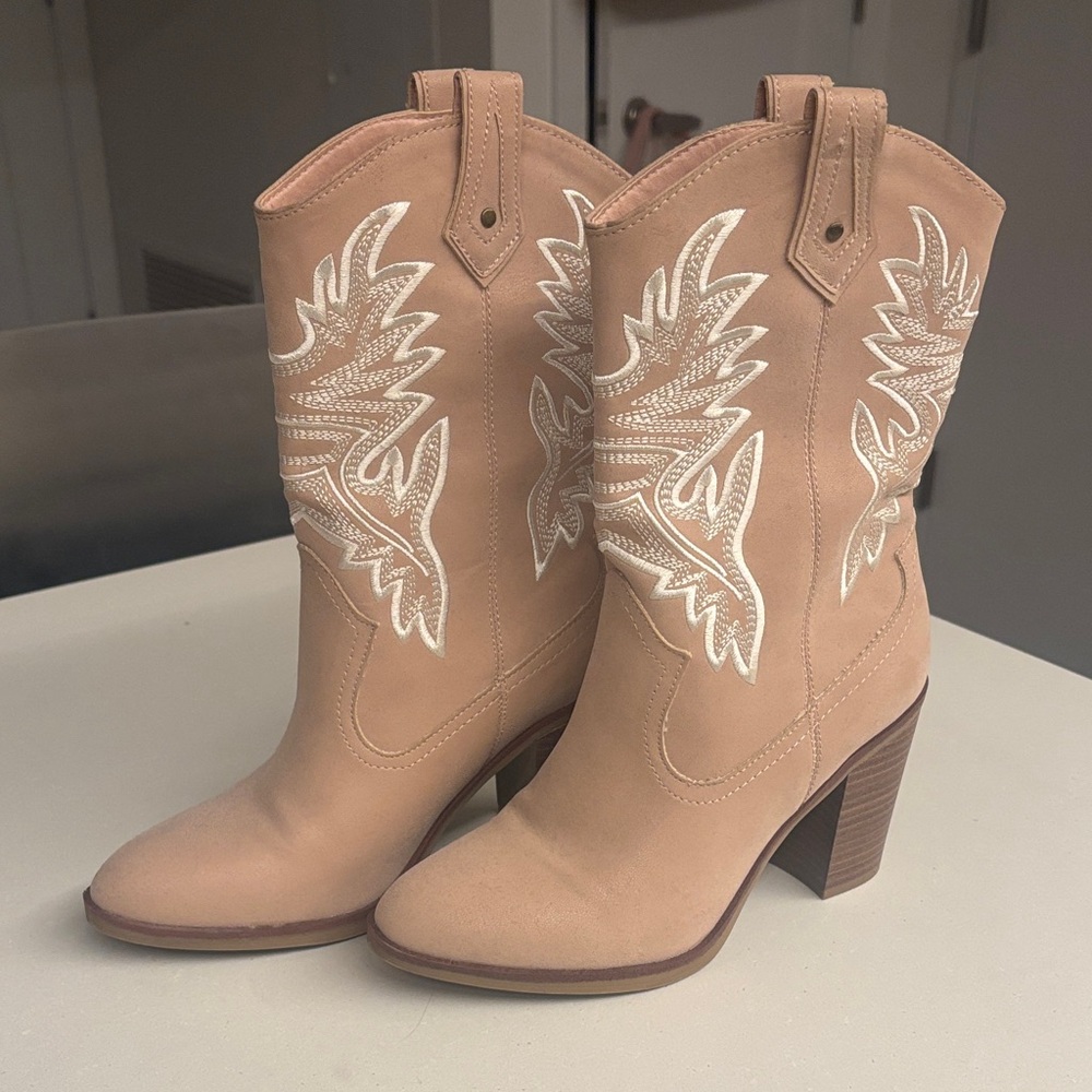 MIA Tan Heeled Western Boots
